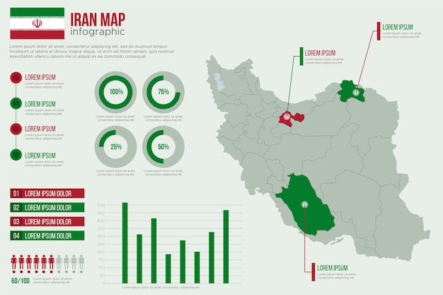 Free Vector flat iran map infographics