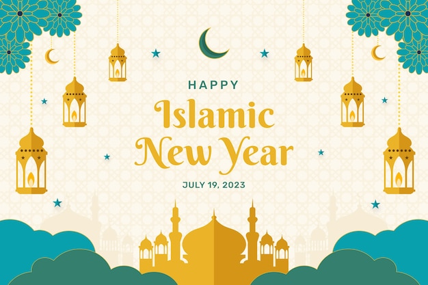 Flat islamic new year background