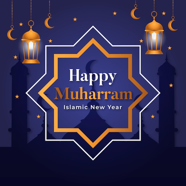 Flat islamic new year concept