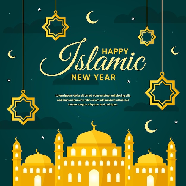 Flat islamic new year illustration