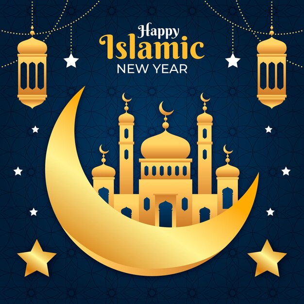 Flat islamic new year illustration