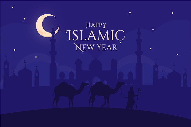 Free Vector flat islamic new year illustration