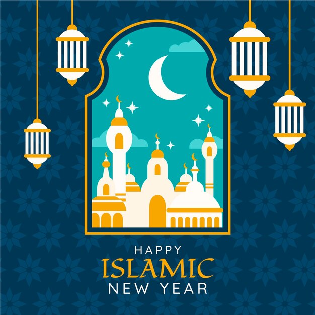 Flat islamic new year illustration