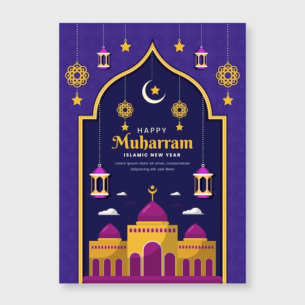 Flat islamic new year poster