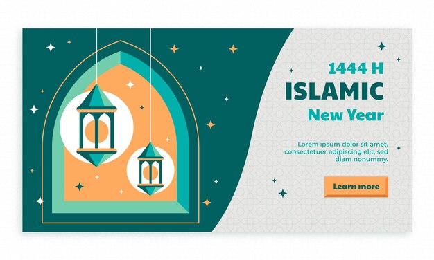 Flat islamic new year social media promo template