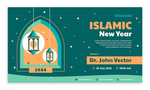 Flat islamic new year webinar template