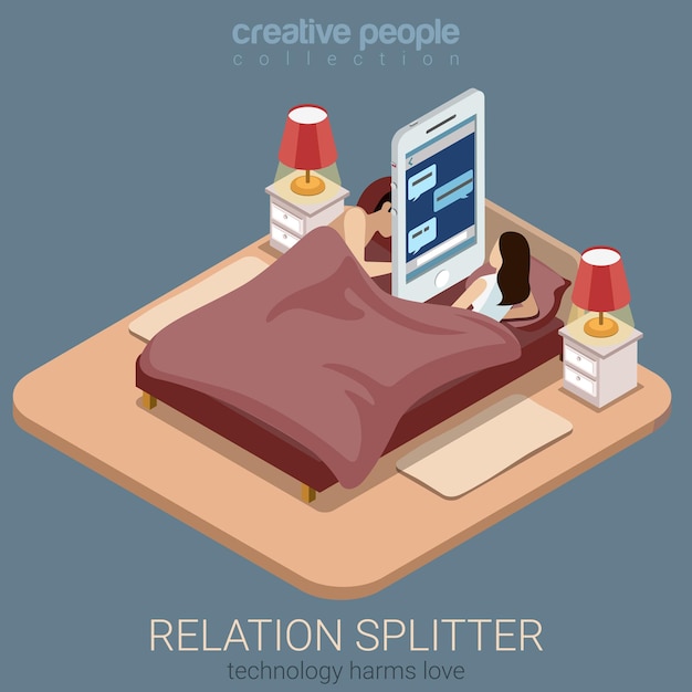 Free Vector flat isometric relation splitter social concept