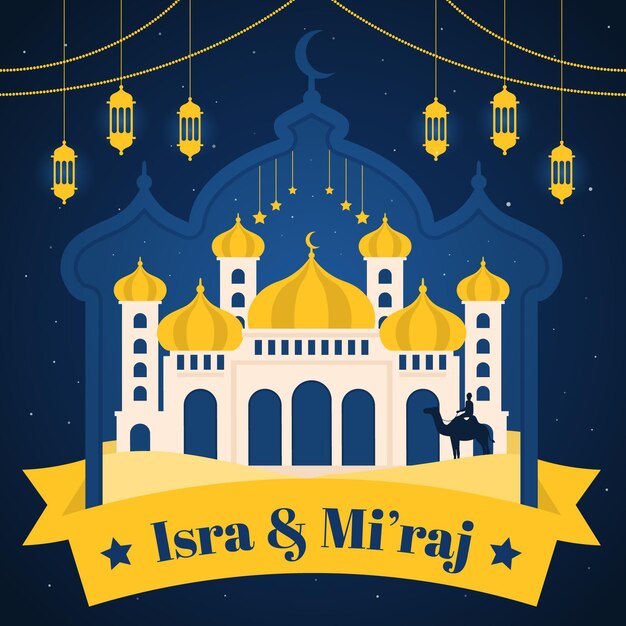 Flat isra miraj illustration