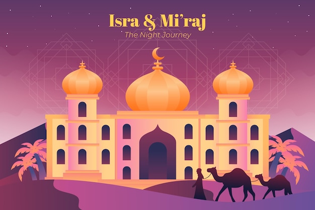 Flat isra miraj illustration