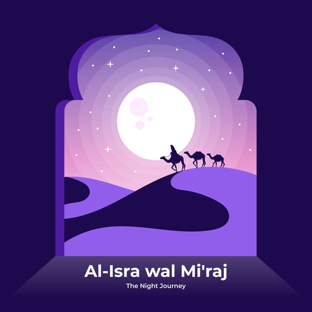 Flat isra miraj illustration