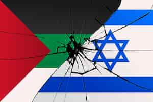 Free vector flat israel palestine war flag illustration