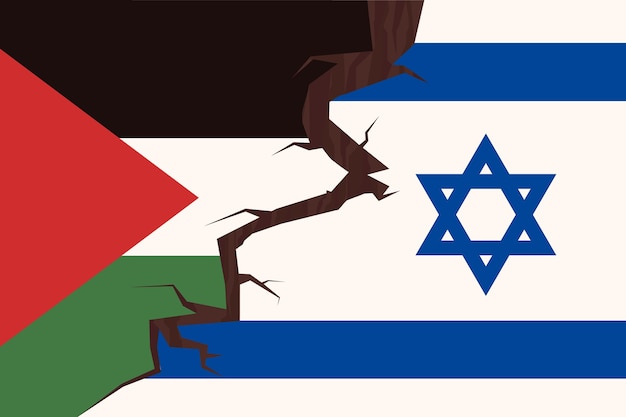 Free vector flat israel palestine war flag illustration