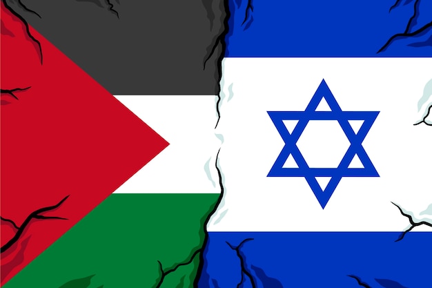 Flat israel palestine war flag illustration