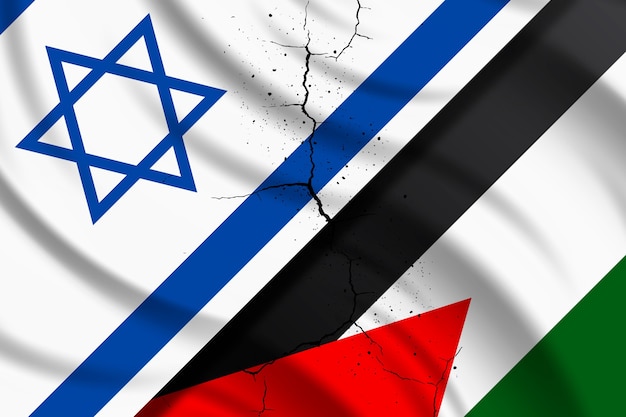 Free vector flat israel palestine war flag illustration