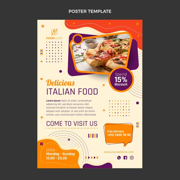 Flat italian food vertical poster template