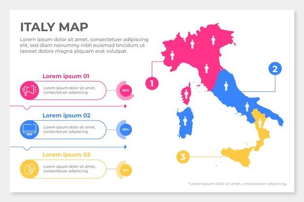 Flat italy map infographic