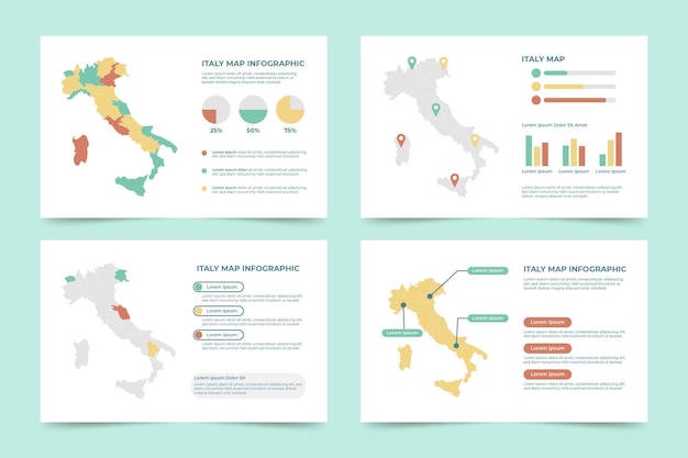 Free Vector flat italy map infographic