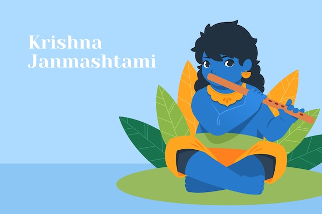 Flat janmashtami background