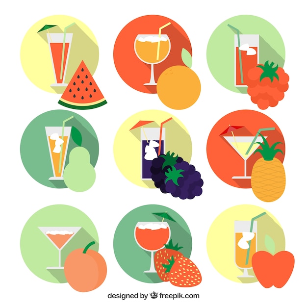 Free Vector flat juice of fruits pack