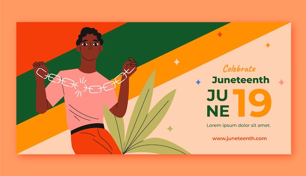 Free Vector flat juneteenth horizontal banner template