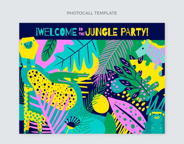 Flat jungle birthday party photocall template