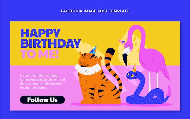 Flat jungle birthday party social media post template