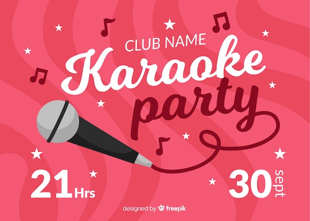 Flat karaoke night banner template