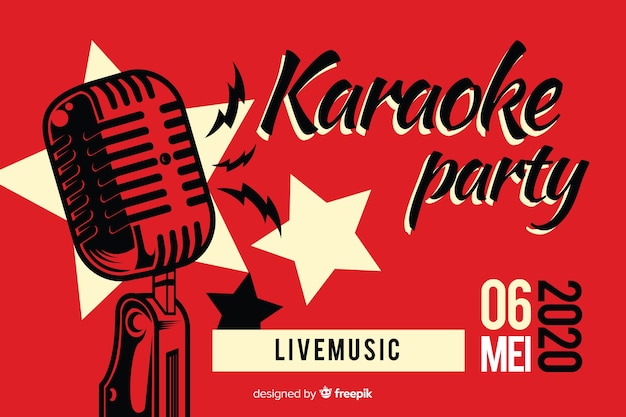 Flat karaoke party banners template