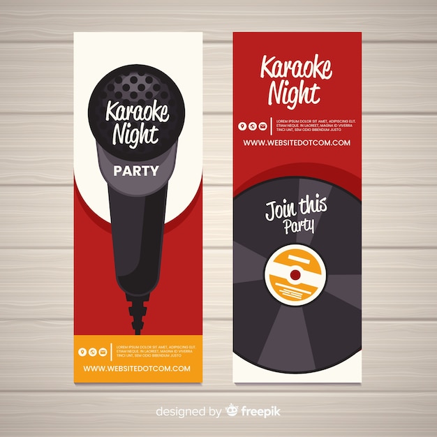 Flat karaoke party banners template