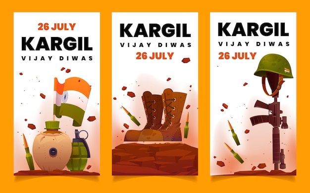 Free Vector flat kargil vijay diwas banners set