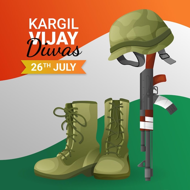 Free vector flat kargil vijay diwas illustration