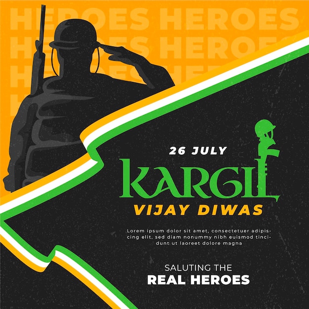 Free Vector flat kargil vijay diwas illustration