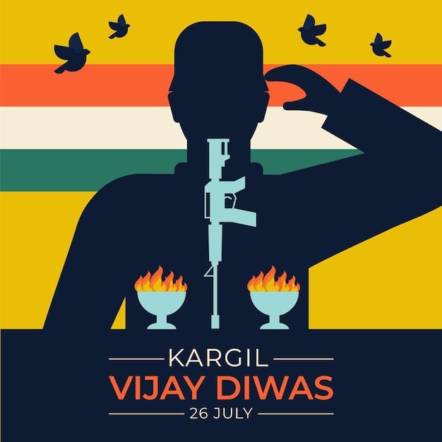 Free Vector flat kargil vijay diwas illustration