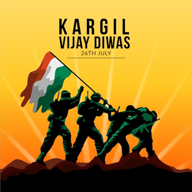 Free Vector flat kargil vijay diwas illustration