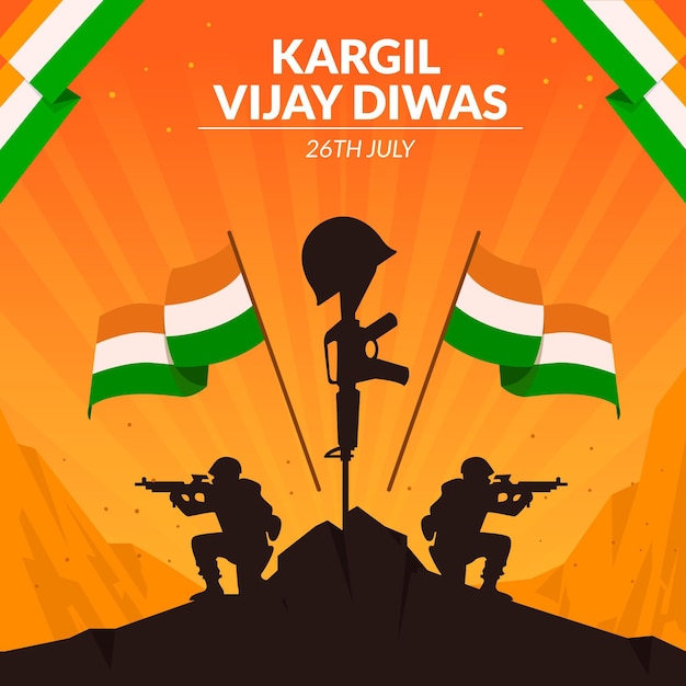 Flat kargil vijay diwas illustration