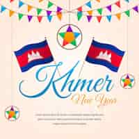 Free vector flat khmer new year illustration