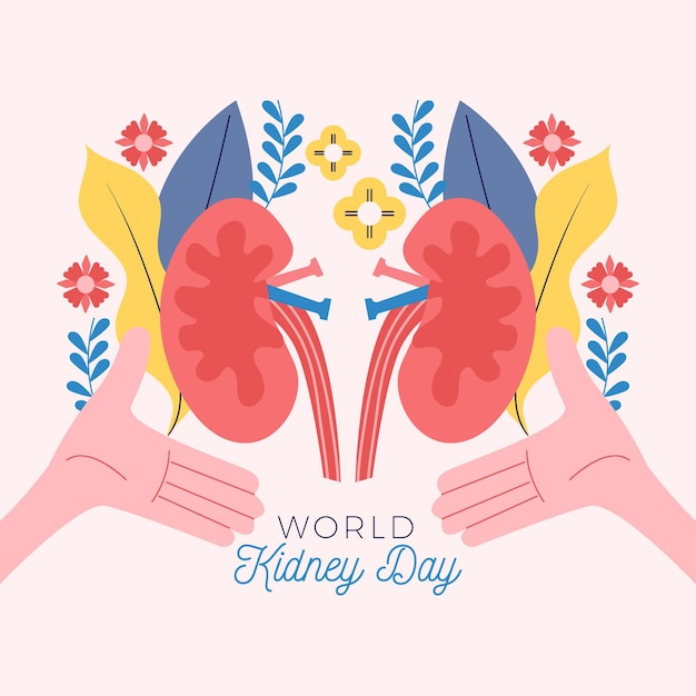 Flat kidney day illustration