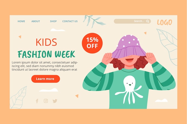 Free Vector flat kids landing page template