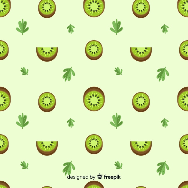 Free Vector flat kiwis and leaves pattern