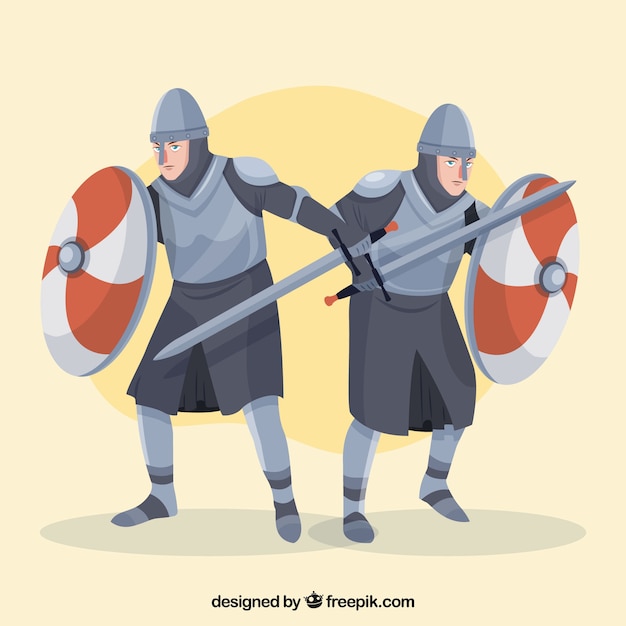 Free Vector flat knights in different poses