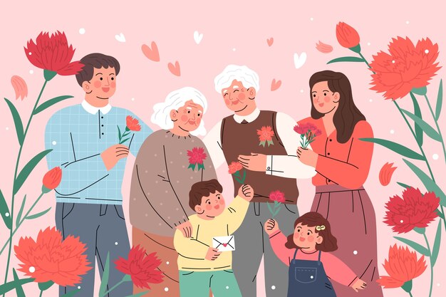 Flat korean parents day illustration