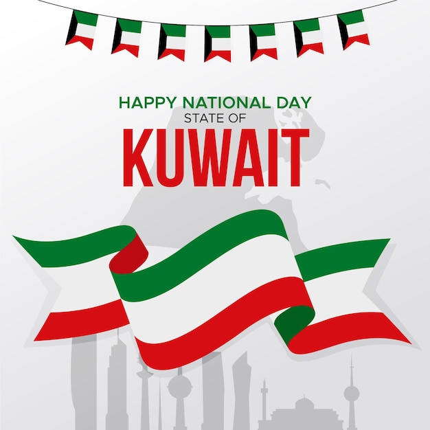 Free vector flat kuwait national day