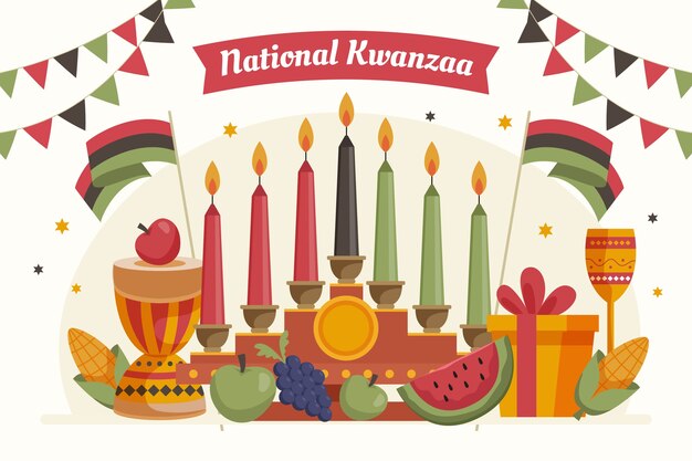 Flat kwanzaa background