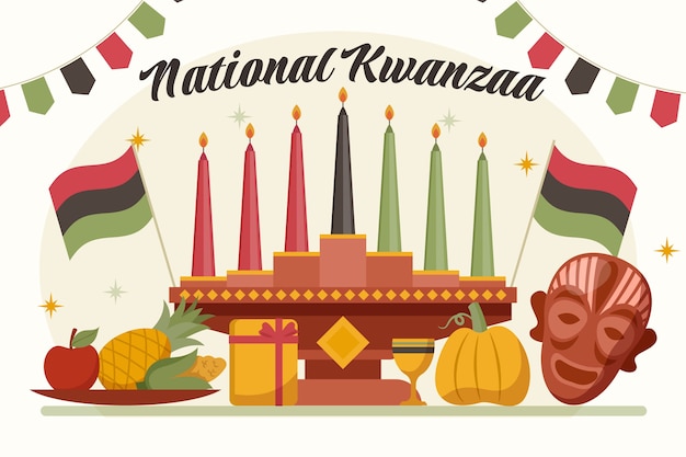 Flat kwanzaa background