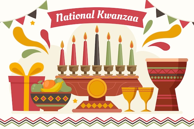 Flat kwanzaa background