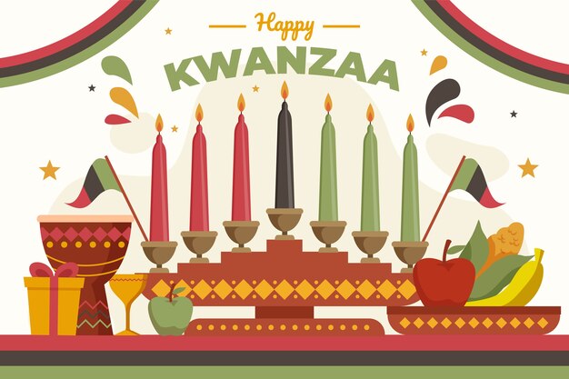 Flat kwanzaa background