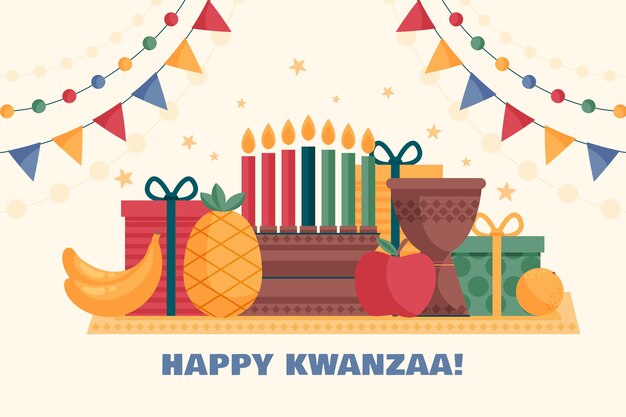 Flat kwanzaa background