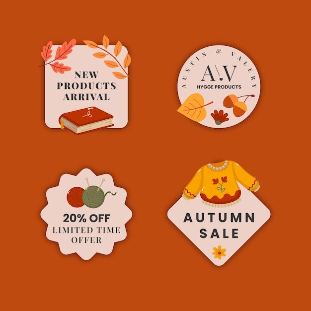 Flat labels collection for autumn celebration