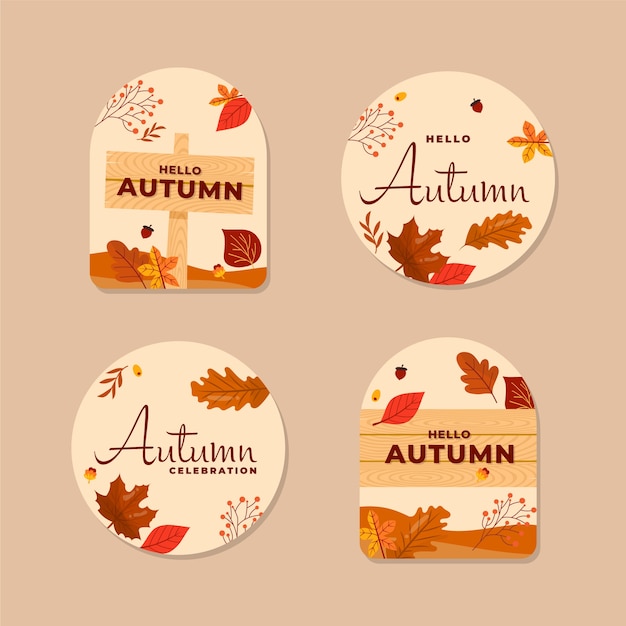 Flat labels collection for autumn celebration