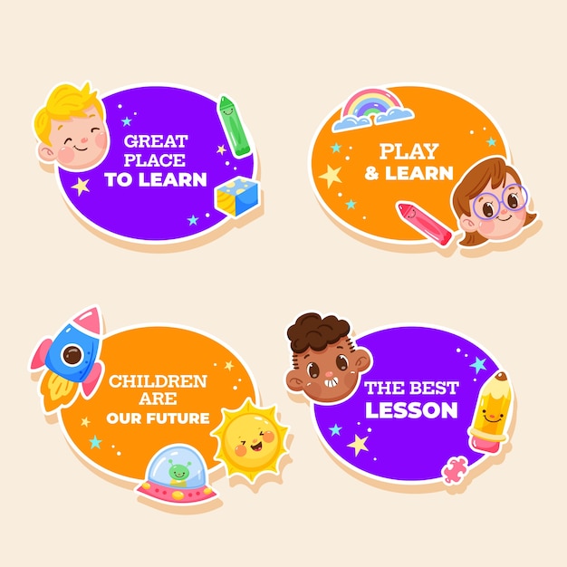 Flat labels collection for children